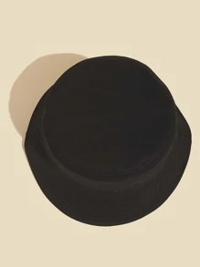 1pc Unisex Solid Color Bucket Hat, Sun Protection, Flattering Fit - Black - View 2