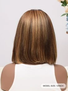 1pc 4*4*1 Lace Front Straight Human Hair Wig - Piano Color - View 3