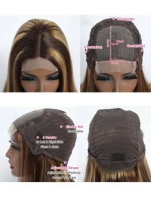 1pc 4*4*1 Lace Front Straight Human Hair Wig - Piano Color - View 6