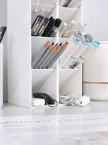 1pc Multifunction Desktop Storage Rack - White - View 3