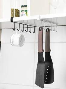 Iron 6 Hooks Storage Shelf Wardrobe Cabinet Metal Under Shelves Mug Cup Hanger Bathroom Kitchen Organizer Hanging Rack Holder