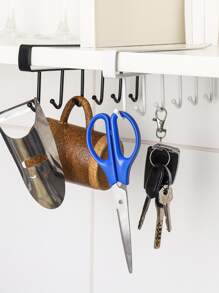 Iron 6 Hooks Storage Shelf Wardrobe Cabinet Metal Under Shelves Mug Cup Hanger Bathroom Kitchen Organizer Hanging Rack Holder