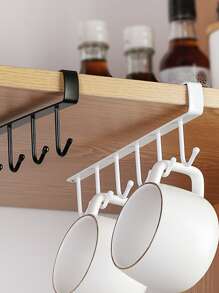 Iron 6 Hooks Storage Shelf Wardrobe Cabinet Metal Under Shelves Mug Cup Hanger Bathroom Kitchen Organizer Hanging Rack Holder