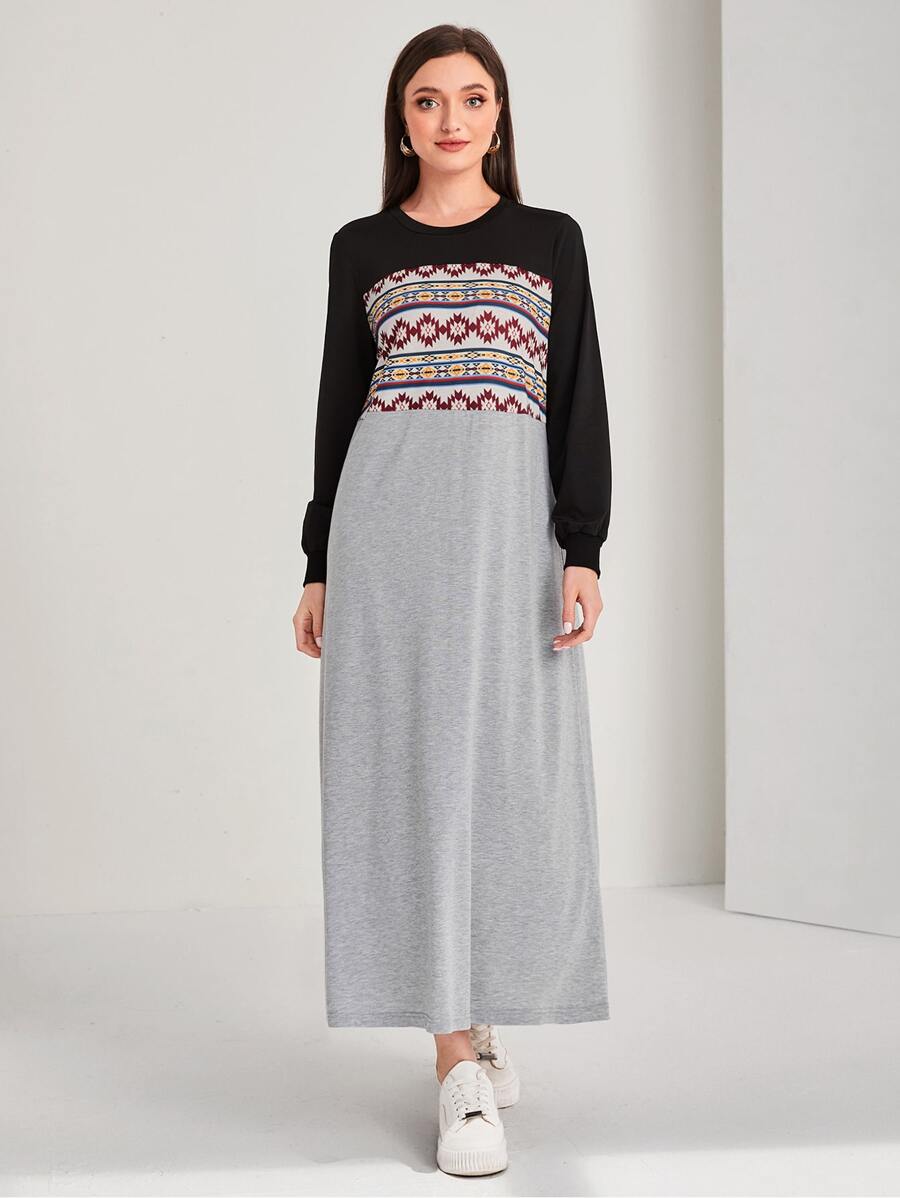 Mulvari Geo Print Sweatshirt Dress - Multicolor - View 1