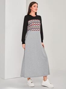 Mulvari Geo Print Sweatshirt Dress - Multicolor - View 3