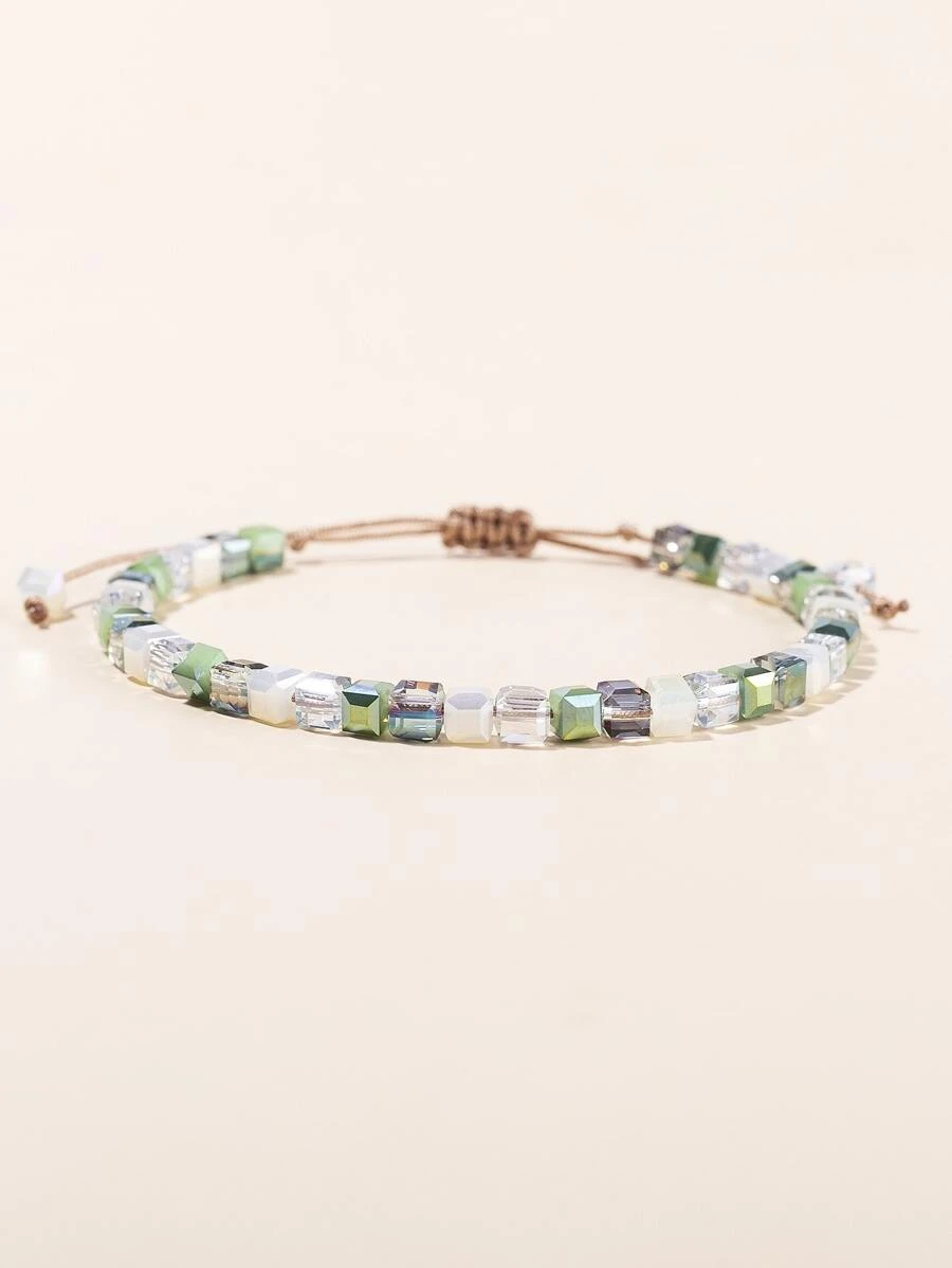 1 chiếc vòng tay pha lê vuông nhiều màu dành cho nữ, thích hợp để đeo hàng ngày - Nhiều màu - Xem 1