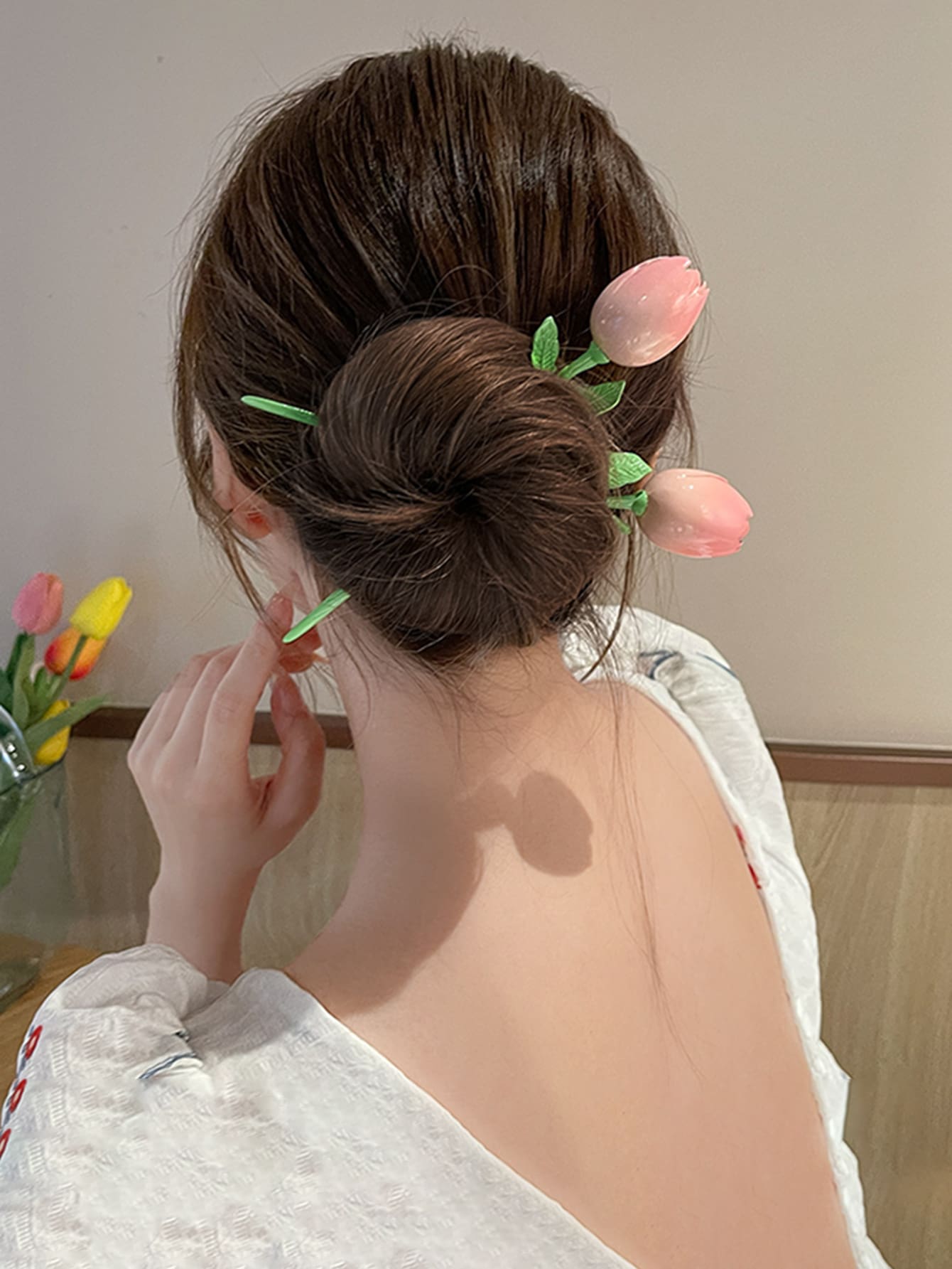 2pcs Tulip Design Hair Pin - Multicolor - View 1