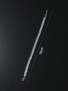 Fashionable and Popular Men Cubic Zirconia Decor Bracelet Alloy for Party and for a Stylish Look - Silver - View 3