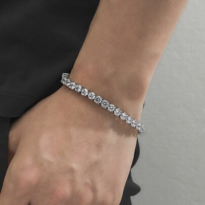 Men Cubic Zirconia Decor Bracelet