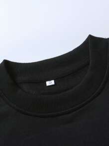 ROMWE MEN Áo nỉ Nam Lễ Các Thánh Lá thư Đường phố - màu đen - Xem 3