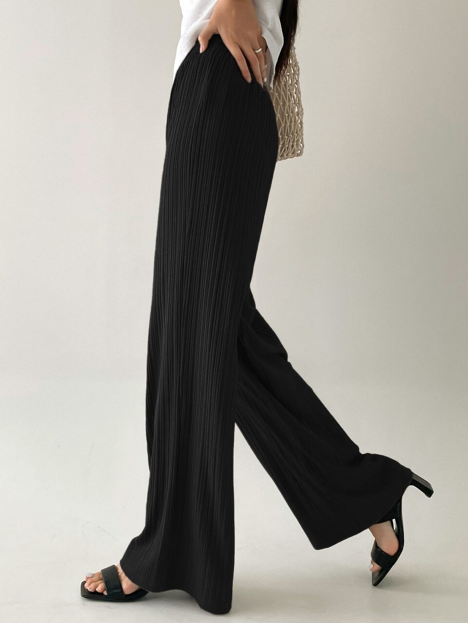 Ribbed Knit Wide Leg Pants