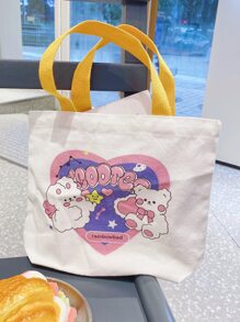 Bolsa cuadrada con estampado de dibujos animados - Blanco - Ver 1