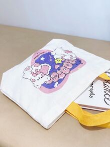 Bolsa cuadrada con estampado de dibujos animados - Blanco - Ver 2