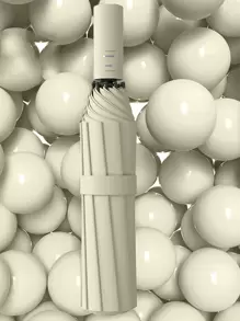 原始便攜式旅行傘，防雨傘、防風雨傘、強力緊湊型防風雨傘、完美的汽車傘、背包傘和旅行傘 - 杏色 - 查看 1