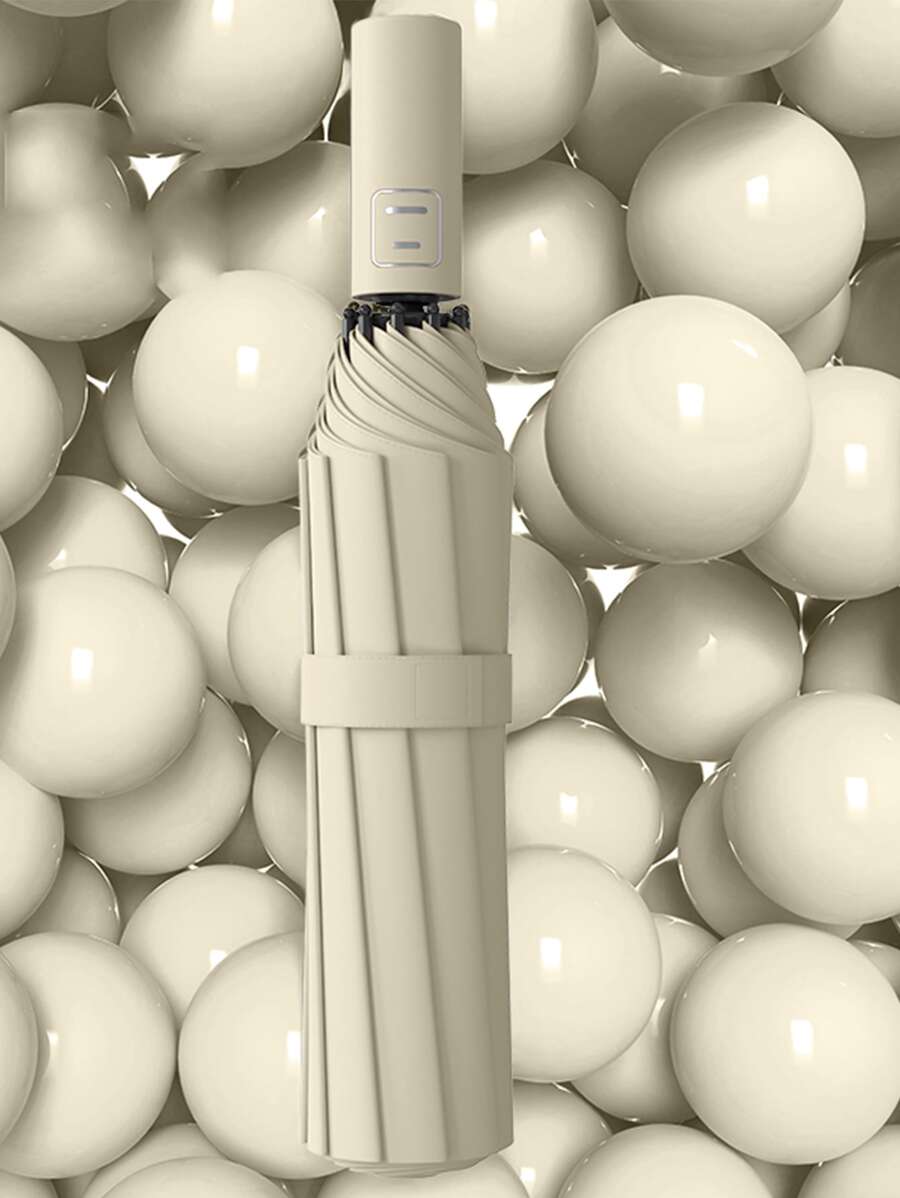 原始便攜式旅行傘，防雨傘、防風雨傘、強力緊湊型防風雨傘、完美的汽車傘、背包傘和旅行傘 - 杏色 - 查看 1