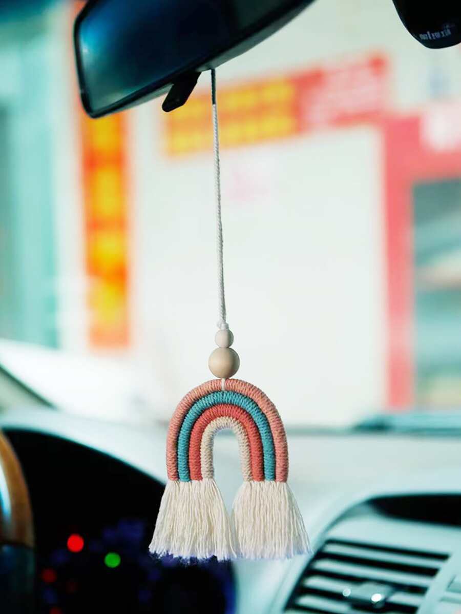 1pc Rainbow Design Car Rearview Mirror Hanging Ornament