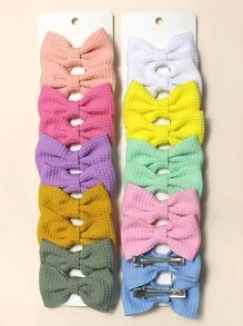 20入組小女童蝴蝶結裝飾髮夾 - 彩色 - 查看 2