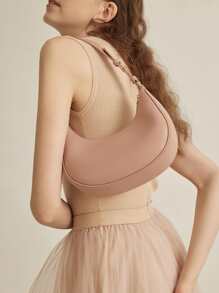 Túi vai màu trơn Có thể điều chỉnh được Đúng mốt - Hồng - Xem 1