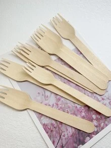 10pcs Wooden Disposable Fork - Apricot - View 3