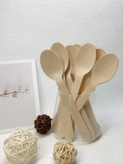 10入組木頭一次性湯匙