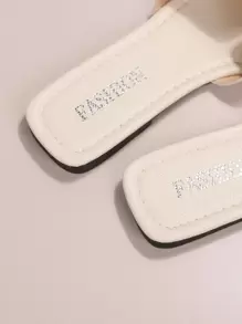 Elegant Beige Sandals For Women, Snakeskin Embossed Cut Out Design Open Toe Slide Sandals