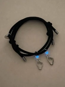 ATLVXJL 2 piezas Pulseras de pareja con encantos de corazón que brillan en la oscuridad - Multicolor - Ver 3