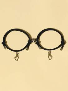 ATLVXJL 2 piezas Pulseras de pareja con encantos de corazón que brillan en la oscuridad - Multicolor - Ver 4