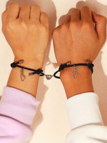 ATLVXJL 2 piezas Pulseras de pareja con encantos de corazón que brillan en la oscuridad - Multicolor - Ver 6