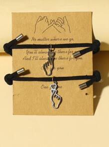 ATLVXJL 2 piezas Pulseras de pareja con encantos de corazón que brillan en la oscuridad - Multicolor - Ver 7