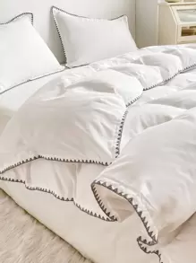 Embroidery Detail Duvet Cover Set Without Filler - White - View 1