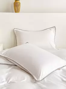 Embroidery Detail Duvet Cover Set Without Filler - White - View 4