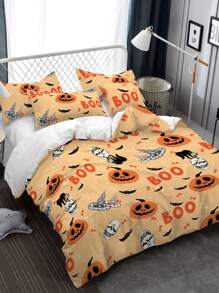 Halloween Pattern Duvet Cover Set Without Filler - Multicolor - View 2