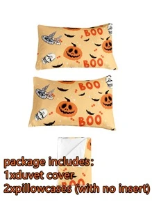 Halloween Pattern Duvet Cover Set Without Filler - Multicolor - View 4