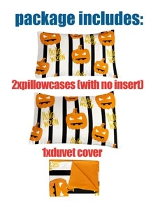 Set colcha sin relleno con patrón de Halloween - Multicolor - Ver 4