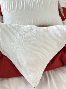 Seersucker Duvet Cover Set Without Filler - Red and White - View 5