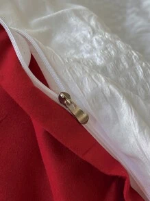 Seersucker Duvet Cover Set Without Filler - Red and White - View 8