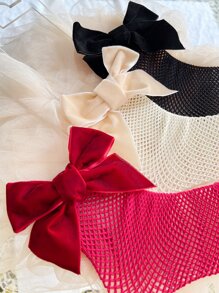 3雙小女童蝴蝶結裝飾漁網襪 - 彩色 - 查看 4