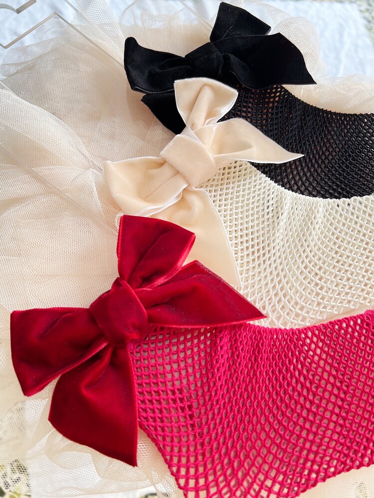 3pairs Toddler Girls Bow trang trí tất lưới cá - Nhiều màu - Xem 4