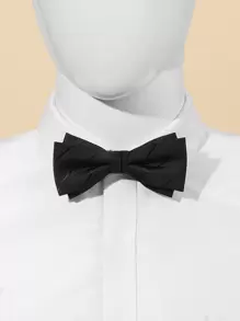 Men Solid Bow Tie - Black - View 1