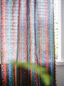 Bubaba 1pc Color Foil Blackout Curtain, Bohemian Foil Color Tassel Curtain, Suitable For Bedroom, Living Room, Dining Room, Kitchen, Cafe, Entrance, French Door, Vacation, Everyday, All Seasons - Multicolor - View 6