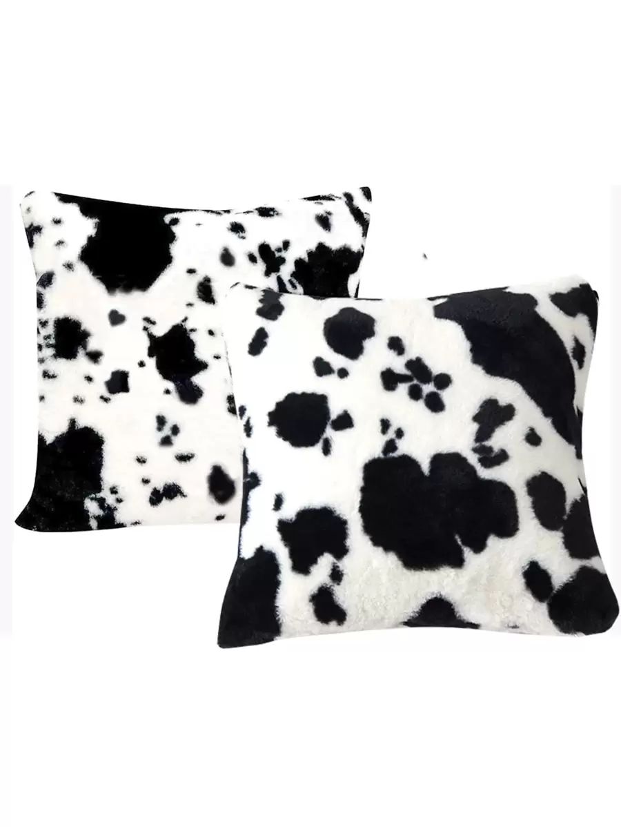 1pc Cow Print Cushion Cover Without Filler - Black and White - View 1