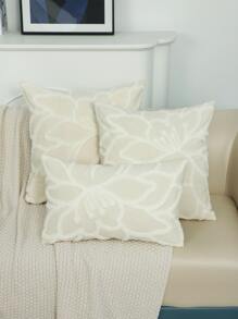 1pc Flower Embroidered Cushion Cover Without Filler - White - View 10