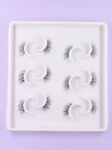 6 cặp lông mi giả dài hơn nửa chiều rộng - màu đen - Xem 1