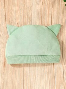 Baby Boy Cartoon Graphic Sweatshirt & Joggers & Hat - Mint Green - View 7