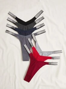 7pack Contrast Tape Mid Rise Panty - Multicolor - View 5