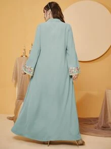 Al Najma Plus Floral Embroidery Tassel Tunic Maxi Dress