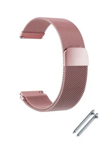 1入組女士男士玫瑰金鋼帶運動錶帶18/20毫米，兼容18毫米20毫米普通手錶智能手錶