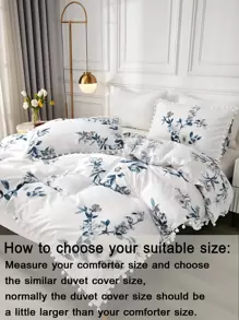 3pcs Floral Pom-Pom Duvet Cover Set, Available In Twin/Queen/King Size, Farmhouse Style Bedding Set, Includes 1 Duvet Cover With Zipper, 2 Pillow Shams, Super Soft Microfiber, Gift For Her - Multicolor - View 4