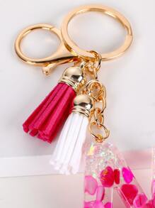 Tassel & Letter Charm Keychain - Multicolor - View 3