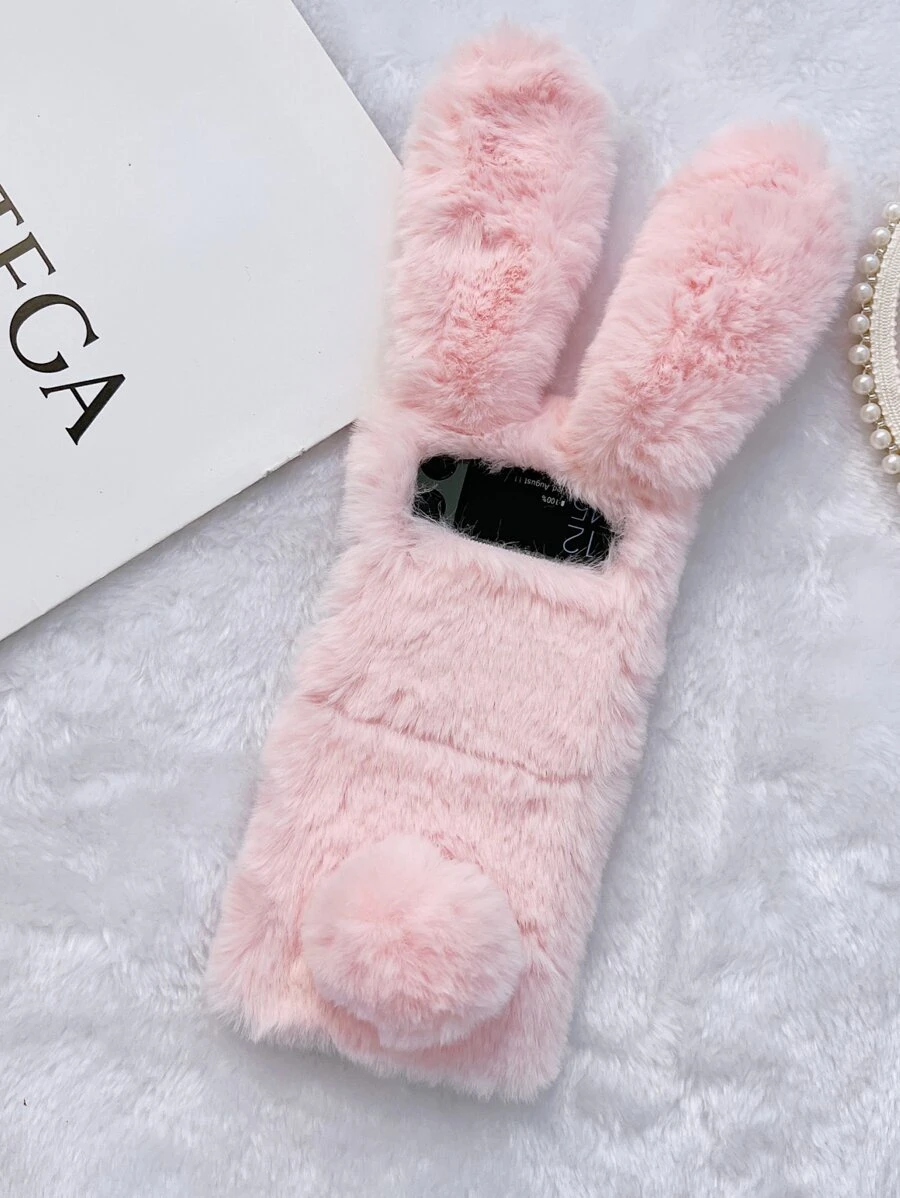 Fluffy Rabbit Design Phone Case - Pink - View 1